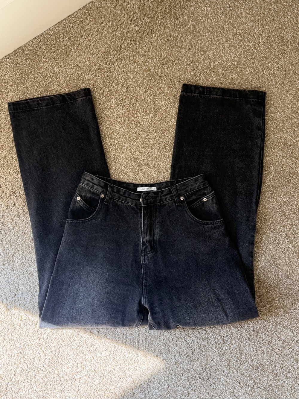 Black High-Rise Straight Leg Jeans